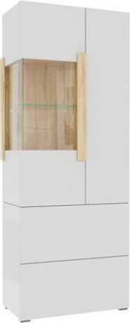 Шкаф-витрина с ящиками «Куба» дуб сонома/ белый глянец, правый