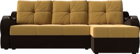 Угловой диван-кровать «Меркурий» Желтыйкоричневый, Микровельвет, правый