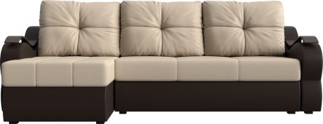 Угловой диван-кровать «Меркурий» бежевыйкоричневый, Экокожа, левый