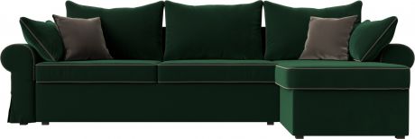 Угловой диван-кровать «Элис II» Зеленый, Велюр, правый