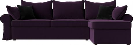 Угловой диван-кровать «Элис II» Фиолетовый, Велюр, правый