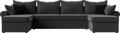 Угловой П-образный диван «Элис II» Серый, Велюр