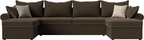 Угловой П-образный диван «Элис II» Коричневый, Рогожка