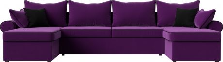 Угловой П-образный диван «Элис II» Фиолетовый, Микровельвет