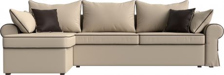 Угловой диван-кровать «Элис II» Бежевый, Экокожа, левый