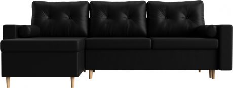 Угловой диван-кровать «Белфаст» Черный, Экокожа, левый
