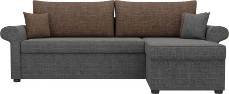 Угловой диван-кровать «Милфорд» Серыйкоричневый, Рогожка, правый