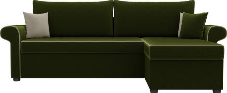 Угловой диван-кровать «Милфорд» Зеленый, Микровельвет, правый