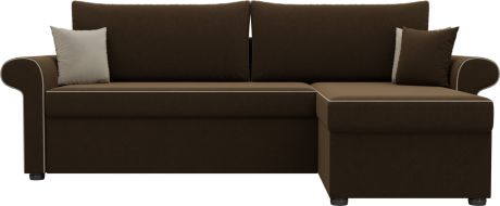 Угловой диван-кровать «Милфорд» Коричневый, Микровельвет, правый