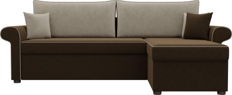 Угловой диван-кровать «Милфорд» КоричневыйБежевый, Микровельвет, правый