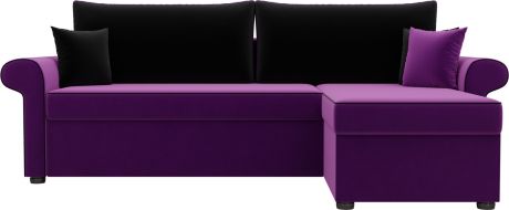 Угловой диван-кровать «Милфорд» ФиолетовыйЧерный, Микровельвет, правый