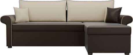 Угловой диван-кровать «Милфорд» КоричневыйБежевый, Экокожа, правый