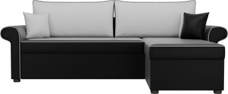 Угловой диван-кровать «Милфорд» ЧерныйБелый, Экокожа, правый