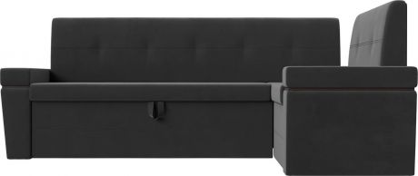 Кухонный угловой диван «Деметра» Серый, Велюр, правый