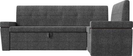 Кухонный угловой диван «Деметра» Серый, Рогожка, правый
