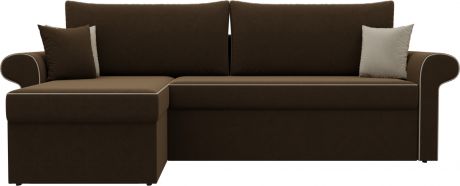 Угловой диван-кровать «Милфорд» Коричневый, Микровельвет, левый