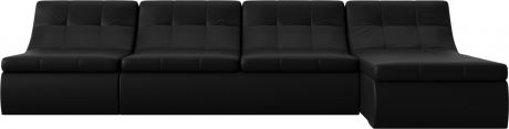 Модульный угловой диван «Холидей» Черный, Экокожа