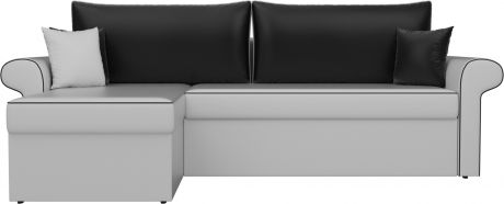 Угловой диван-кровать «Милфорд» БелыйЧерный, Экокожа, левый