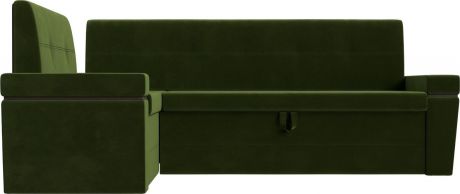 Кухонный угловой диван «Деметра» Зеленый, Микровельвет, левый