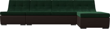 Модульный угловой диван «Монреаль» зеленыйкоричневый, ВелюрЭкокожа