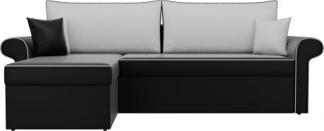 Угловой диван-кровать «Милфорд» ЧерныйБелый, Экокожа, левый