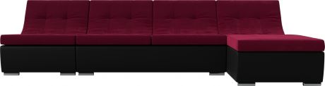 Модульный угловой диван «Монреаль» БордовыйЧерный, МикровельветЭкокожа