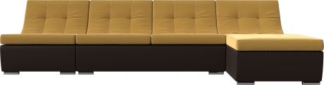 Модульный угловой диван «Монреаль» Желтыйкоричневый, МикровельветЭкокожа