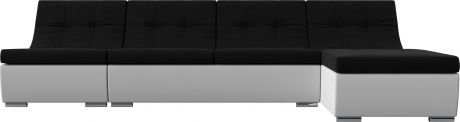 Модульный угловой диван «Монреаль» ЧерныйБелый, МикровельветЭкокожа
