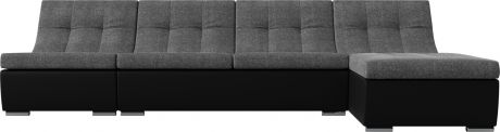 Модульный угловой диван «Монреаль» Серыйчерный, РогожкаЭкокожа