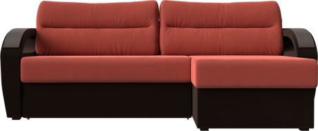 Угловой диван-кровать «Форсайт» КоралловыйКоричневый, Микровельвет, правый