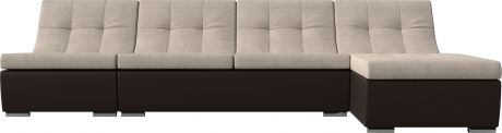 Модульный угловой диван «Монреаль» бежевыйкоричневый, РогожкаЭкокожа