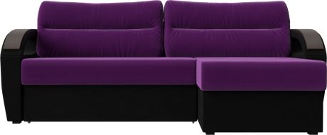 Угловой диван-кровать «Форсайт» ФиолетовыйЧерный, Микровельвет, правый