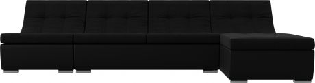 Модульный угловой диван «Монреаль» черныйчерный, МикровельветЭкокожа