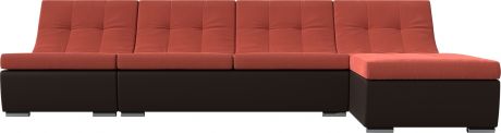 Модульный угловой диван «Монреаль» КоралловыйКоричневый, МикровельветЭкокожа