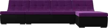 Модульный угловой диван «Монреаль» ФиолетовыйЧерный, МикровельветЭкокожа