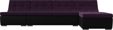 Модульный угловой диван «Монреаль» ФиолетовыйЧерный, ВелюрЭкокожа