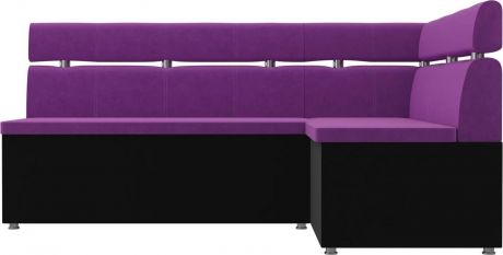 Кухонный угловой диван «Классик» Фиолетовый\Черный, Микровельвет, правый