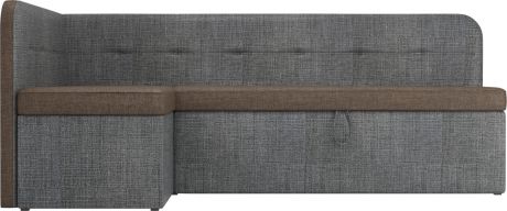 Кухонный угловой диван «Форест» коричневыйСерый, Рогожка, левый