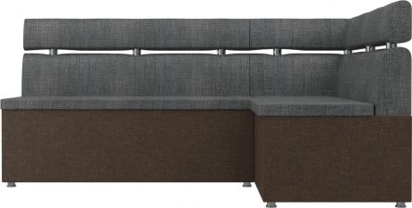 Кухонный угловой диван «Классик» Серыйкоричневый, Рогожка, правый