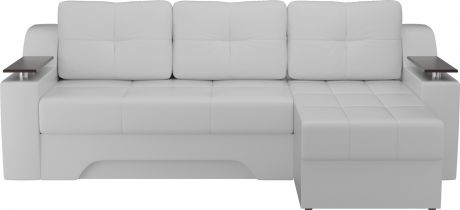 Угловой диван-кровать «Сенатор» Белый, Экокожа, правый