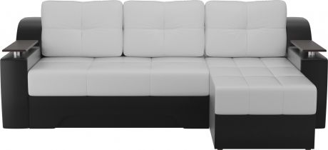 Угловой диван-кровать «Сенатор» Белый\Черный, Экокожа, правый