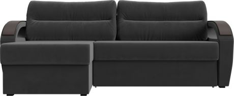 Угловой диван-кровать «Форсайт» Серый, Велюр, левый