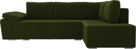 Угловой диван-кровать «Хьюго» Зеленый, Микровельвет, правый