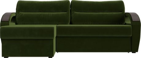 Угловой диван-кровать «Форсайт» Зеленый, Микровельвет, левый