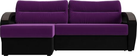 Угловой диван-кровать «Форсайт» ФиолетовыйЧерный, Микровельвет, левый