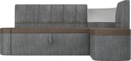 Кухонный угловой диван «Тефида» коричневыйСерый, Рогожка, правый