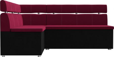 Кухонный угловой диван «Классик» БордовыйЧерный, Микровельвет, левый