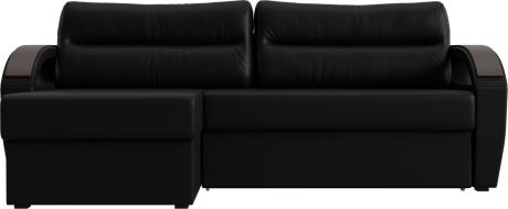 Угловой диван-кровать «Форсайт» Черный, Экокожа, левый