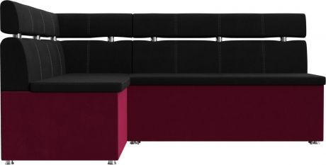 Кухонный угловой диван «Классик» ЧерныйБордовый, Микровельвет, левый