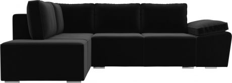 Угловой диван-кровать «Хьюго» Черный, Микровельвет, левый